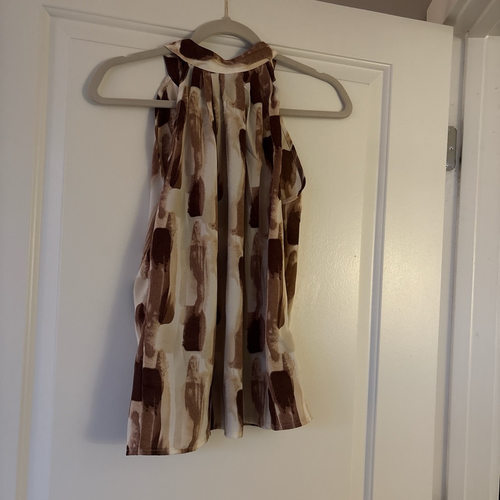SHEIN Brown and Cream Halter Blouse